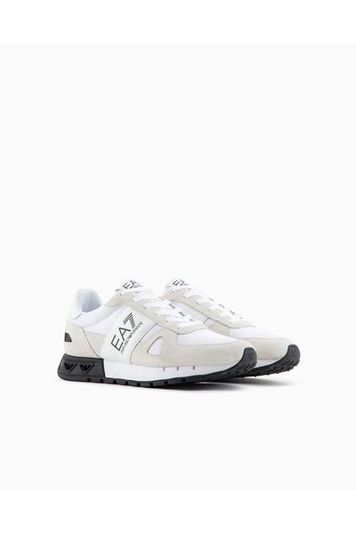 EA7 Unisex Round Toe Mesh Fabric Logo White Sneaker X8X151 Xk354-S271