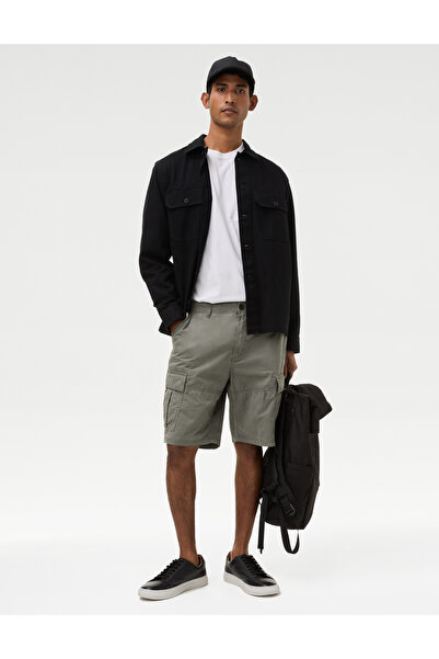 Marks & Spencer Saf Pamuklu Regular Fit Kargo Şort