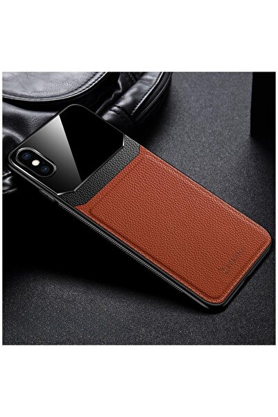 Zebana Apple iPhone X Compatible Case Lens Leather Case Brown