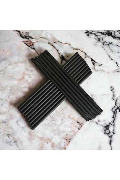 Krm Ambalaj 8*23 cm Black Paper Straws, 25 Pieces