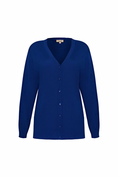 Aker V Yaka Düğmeli Triko Hırka