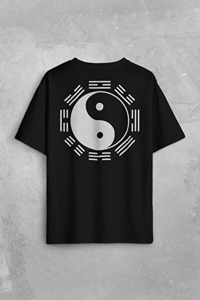 Kendim Seçtim Tricou oversize cu imprimeu alb și negru Ying Yang Pokemon Mini...