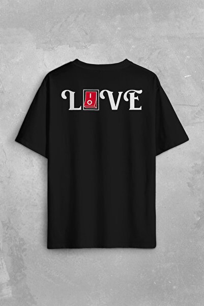 ZOKAWEAR تي شيرت مطبوع عليه Love Live Typography Keystone من الأمام مقاس كبير...