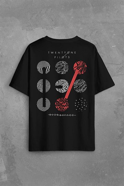 Kendim Seçtim Twenty One Pilots με έντονο λογότυπο πίσω εμπρός, μπλουζάκι υπερμεγέθη μπλουζάκι Unisex