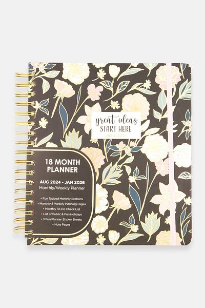Votum Great Ides Start Here 18 Month Planner Agenda, Black Combo