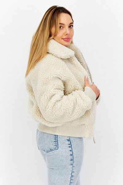 Replay Women Faux Fur Long Sleeve Softshell, Ivory