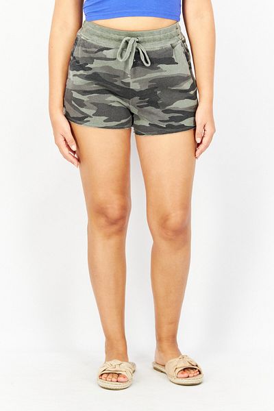 Splendid Women Camouflage Print Basic Shorts, Grey Combo