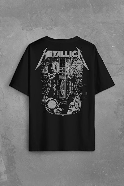 Kendim Seçtim Metallica Kirk Ouija Board Guitar Rock Gitar Sırt Ön Baskılı Oversize Tişört Unisex T-shirt