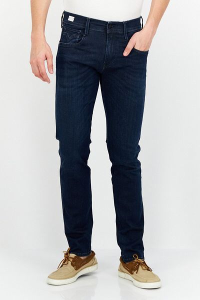 Replay Men Regular Fit Stretchable Washed Denim Jeans, Blue