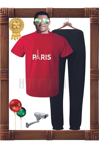 HOFFNUNG Paris Eiffel Tower Patterned Unisex Full Pants Set