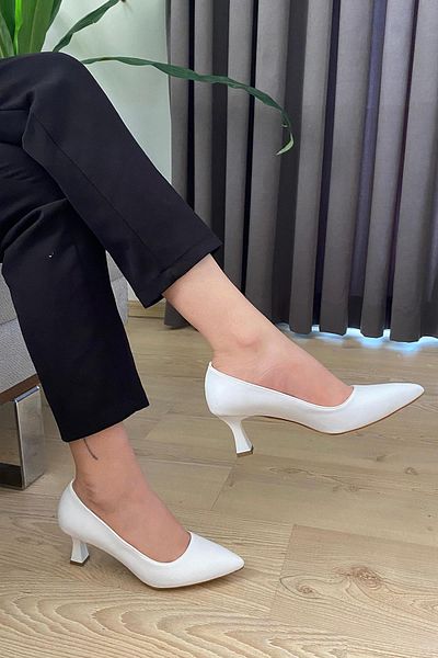 Preshley Stiletto de damă cu toc subțire alb de 6 cm - Sity