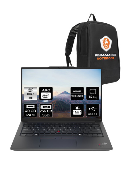 LENOVO ThinkPad E14 Ultra7 155H 40GB DDR5 256GB SSD 14'' FHD+ FDOS Dizüstü Bi...