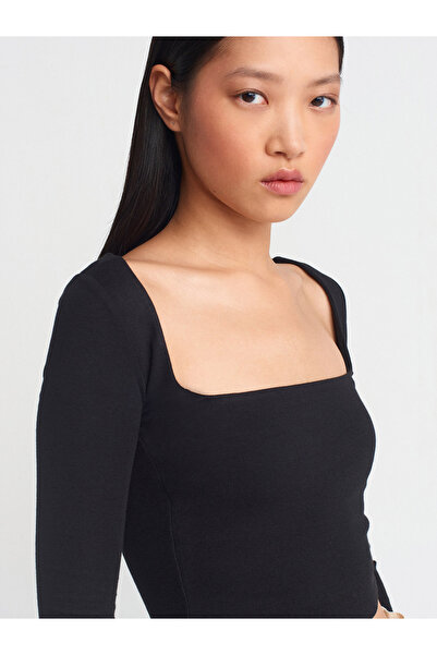 Dilvin 31507 Uzun Kollu Top-Siyah