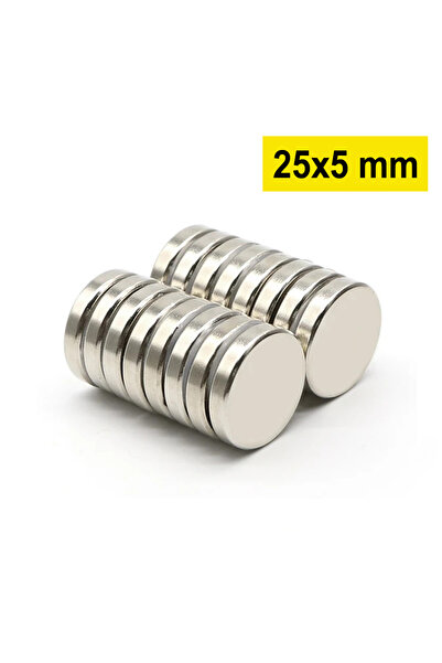 Dünya Magnet Çap 25mm X Kalınlık 5mm Güçlü Yuvarlak Neodyum Mıknatıs