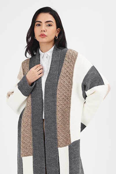 Uludağ Triko Γυναικείο καπνιστό κιμονό με σχέδιο συνονθύλευμα