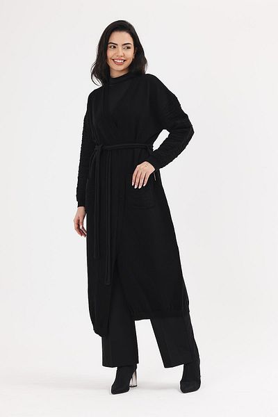 Uludağ Triko Kimono negru în relief pentru femei