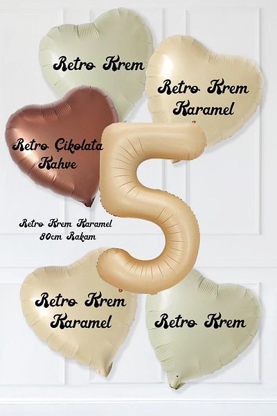 BALON DİYARI Heart and Age Number Balloon Birthday Balloon Set for 5 Years Old