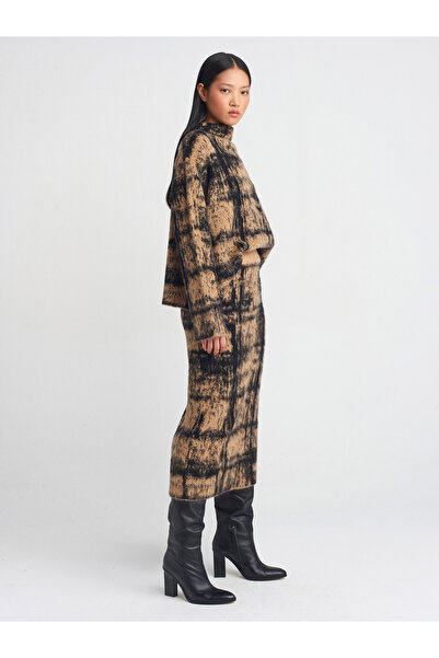 Dilvin Πλεκτό πουλόβερ 10704 Model Camel με γιακά