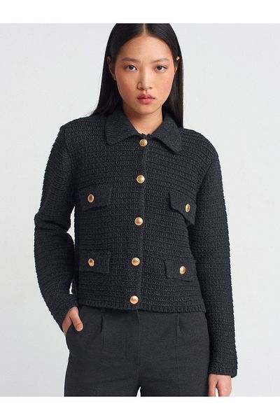 Dilvin 60925 Women's Pola Collar Cardigan