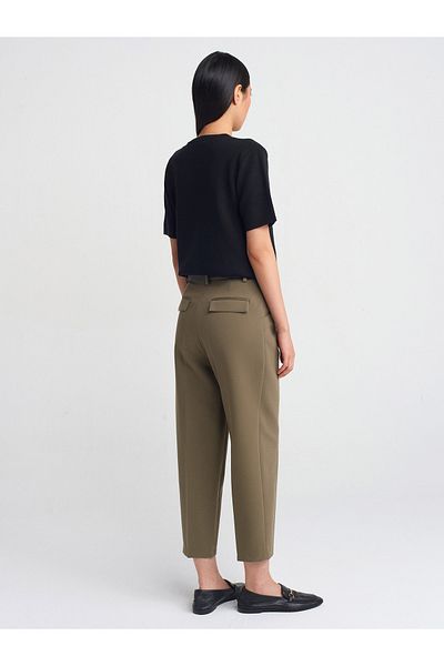 Dilvin 71533 Green Belted Carrot Fit Trousers