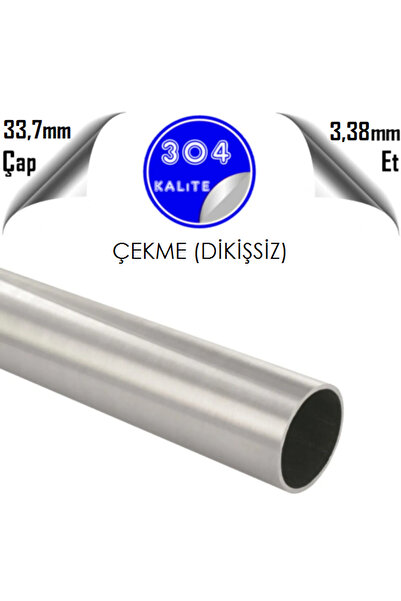 abcpaslanmaz Paslanmaz Çelik 304 Kalite Çekme Boru 34 X 3,38 Mm (1 METRE)