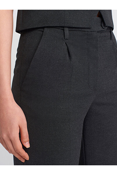 Dilvin 71586 Double Leg High Waist Trousers-Anthracite