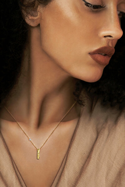 Demas Gold 14 Ayar Altın İtalyan Tasarim Pırlantalı  I Harfi Kolye