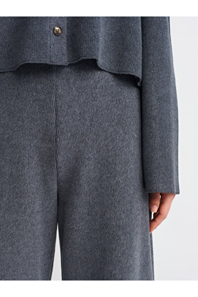 Dilvin 71833 Wide Leg Ribbed Trousers-Anthracite