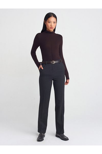 Dilvin 71593 Straight Fit Trousers with Anthracite Belt