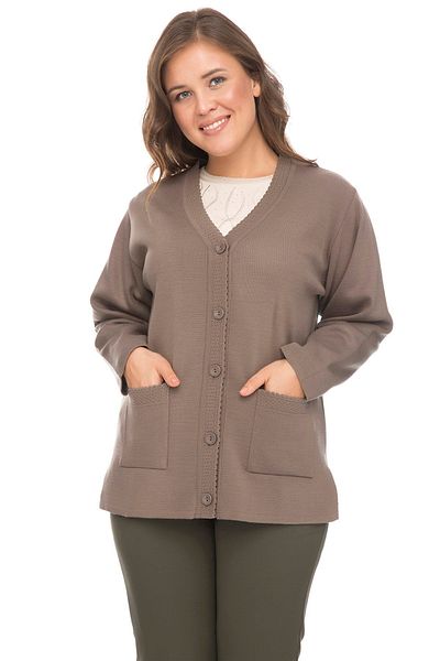Uludağ Triko Women's Mink Buttoned Steel Knitted Cardigan