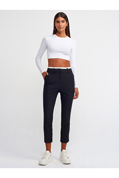 Dilvin 71189 Contra Belted Slim Fit Trousers-Black