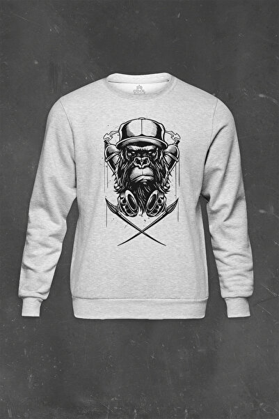 so cool Siva majica s grafitima majmuna, hip hop trap Štampano unisex majica