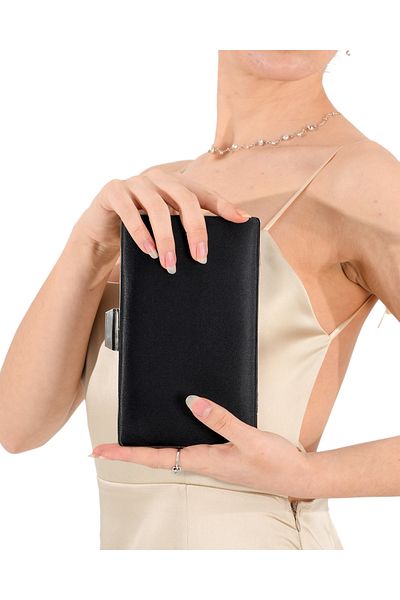Wedding Fashion Culoare neagră Rochie de seară Geantă Satin Portofoliu Pochetă Nuntă Logodna Absolvire Henna Invitație la bal