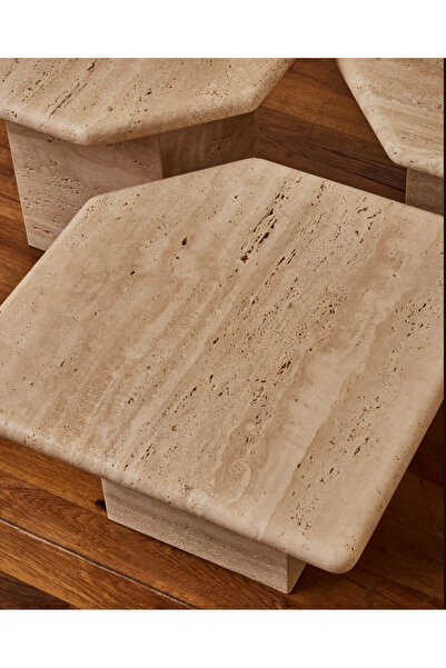 SİA ART DESİNG DOĞAL TRAVERTEN 3'LÜ ORTA SEHPA