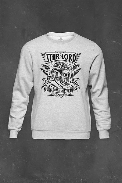 so cool Сив суитшърт с щампа Star Lord Guardians Of The Galaxy