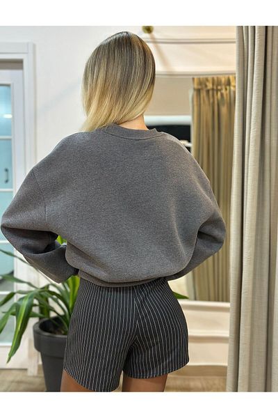 POODLE Hanorac oversize pentru femei cu mâneci raglan și decolteu