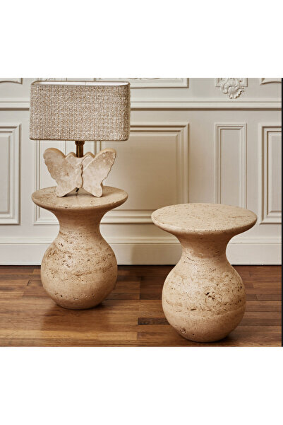 SİA ART DESİNG DOĞAL TRAVERTEN 2'Lİ YAN SEHPA