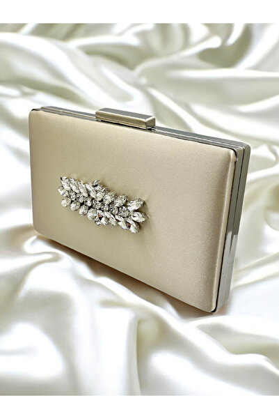 Wedding Fashion Geantă clutch pentru rochie de seară din satin nud - nuntă, logodnă, absolvire și invitații la bal