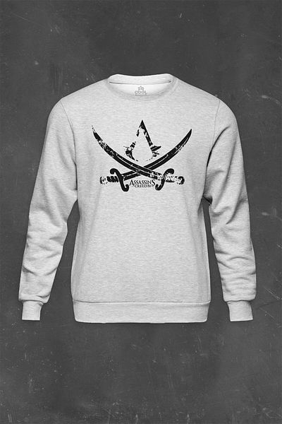 so cool Γκρι φούτερ Assassins Assassin's Creed Black Flag Παιχνίδι Gamer Παιχνίδι τυπωμένο Unisex Φούτερ