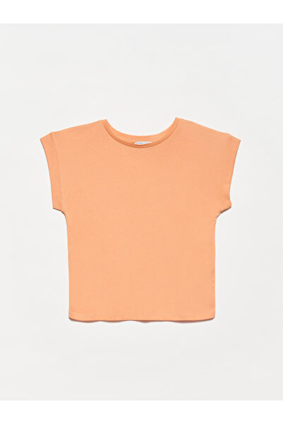 Dilvin 3504 طاقم الرقبة تي شيرت-خوخ