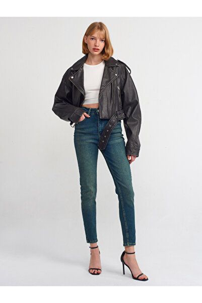 Dilvin 71348 Tint Yıkama Denim Pantolon-Yeşil