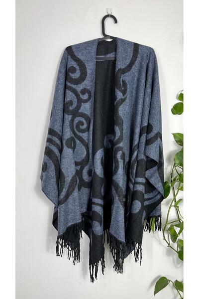 Sobe Hediyelik شال كتف بونشو شتوي مزدوج الجوانب للسيدات