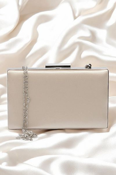 Wedding Fashion Geantă clutch pentru rochie de seară din satin nud - pentru nuntă, logodnă, absolvire și invitație la balul Henna