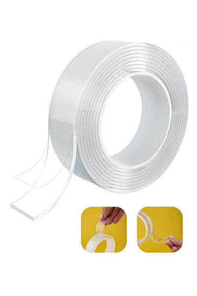 Soillium 2 Metre Çift Taraflı Nano Bant Teknolojili Süper Güçlü Band Extra Güçlü Duvar Çerçeve Taşıyıcı