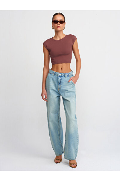 Dilvin 71434 Дънки със странични джобове и снежно измиване - Тинт