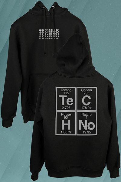 Kendim Seçtim Techno Festival Music House Περιοδικός πίνακας εμπρός και πίσω Φούτερ με στάμπα Unisex Hoodie