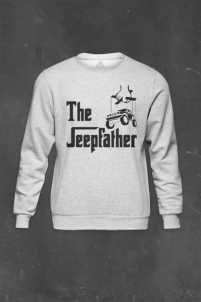 so cool Γκρι φούτερ The Jeepfather Godfather Off Road Jeep Cip με στάμπα Unisex Φούτερ
