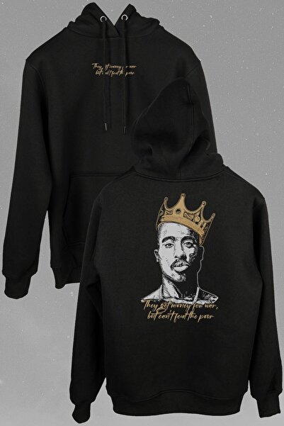 Kendim Seçtim Tupac Hip Hop Rap Music 2pac Ön Ve Arka Baskılı Sweatshirt Unisex Kapüşonlu Hoodie