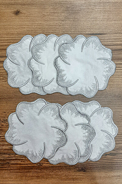 Teksev Гавайська срібна серветка з 6-ма подачами - коктейль, кава, мараш, вишивка Gardenya