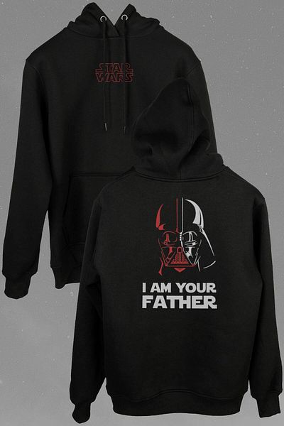 Kendim Seçtim Star Wars I Am Your Father I Am Your Father Μπροστινό και πίσω εμπριμέ φούτερ Unisex με κουκούλα